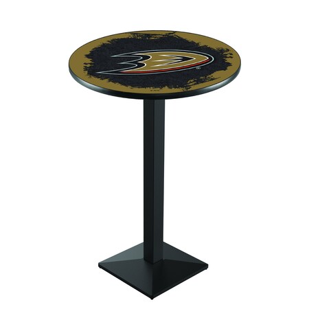 Holland Bar Stool Co 36" Blk Wrinkle Anaheim Ducks Pub Table L217B3628AnaDks